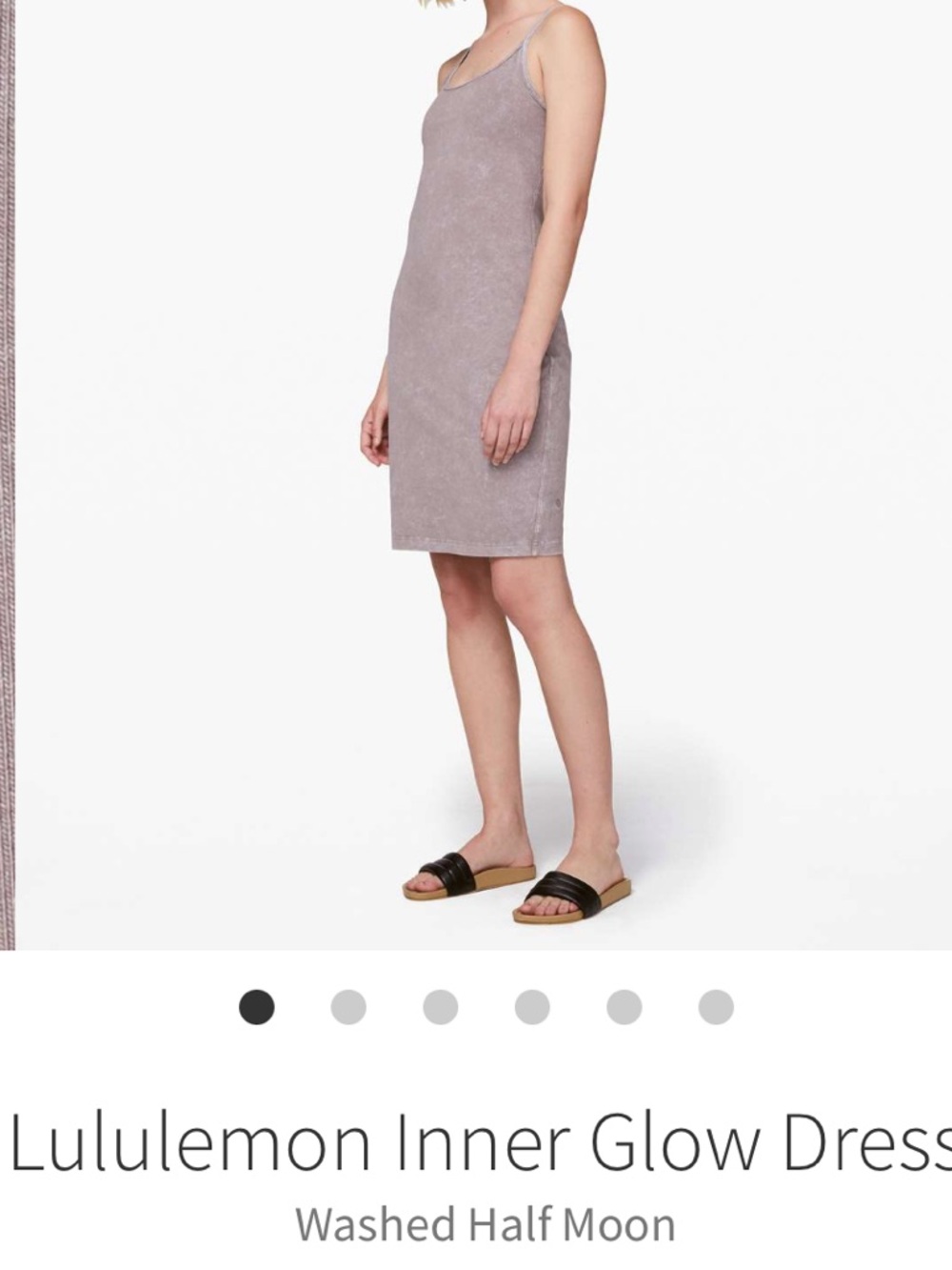 Lululemon inner glow Spaghetti Strap dress washed half moon sz 6